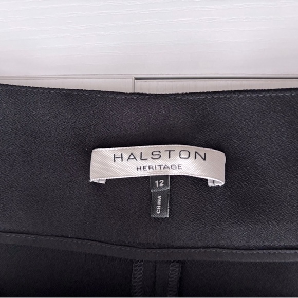 Halston Heritage Black Wide Leg Trousers Flattering Double Waistband Size 12 - Picture 5 of 9